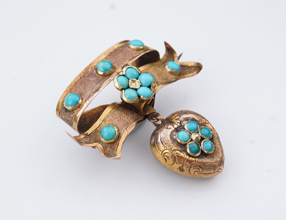 A turquoise sentimental brooch, mid 19th century